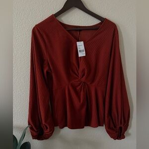 Buckle Black puff sleeve shirt